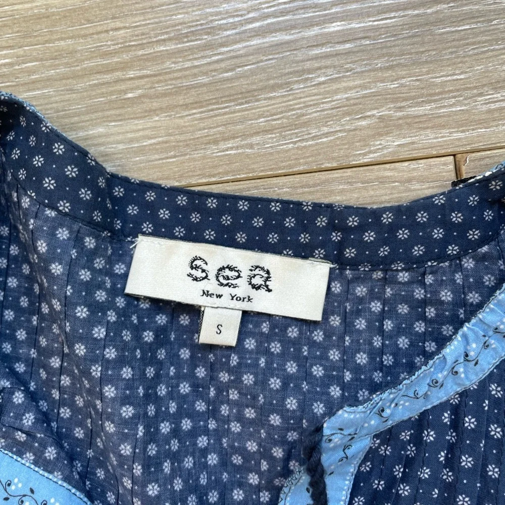 Sea New York Palmer Tunic Dress Sz S EUC Blue Long Sleeve 100% Cotton - Picture 9 of 15